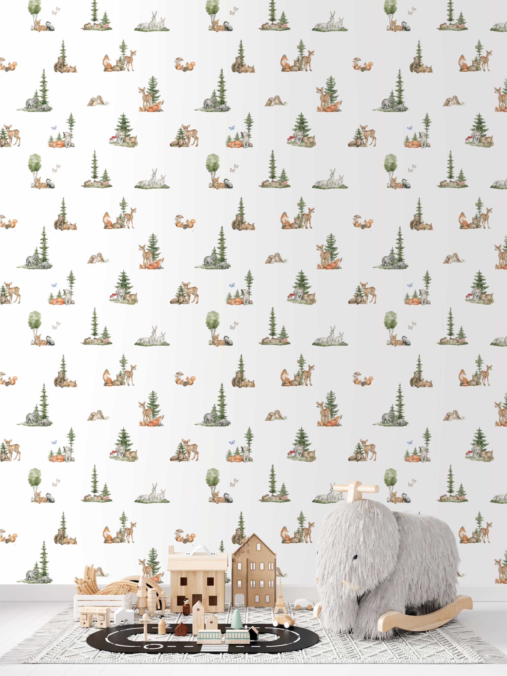 Woodland babies hand painted wallpapers