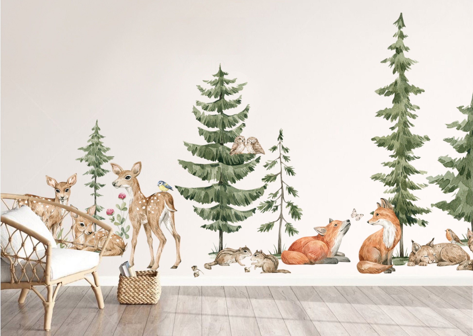 Woodland babies hand painted wallpapers Tweet-able